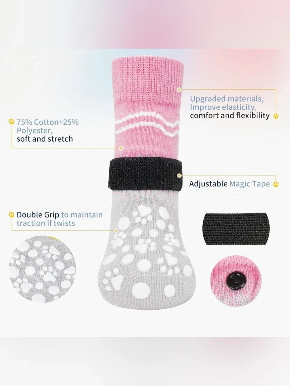 BINGPET Double Side Anti-Slip Dog Socks